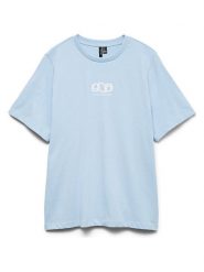 Vero Moda Koszulka w kolorze błękitnym rozmiar: S. Niebieskie bluzki Vero Moda, s, bez wzorów, z bawełny, bez kołnierzyka, bez ramiączek. Za 84.99 zł.