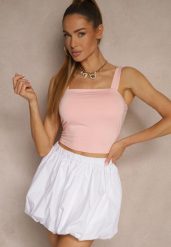 Różowy Gładki Top z Wiskozą na Ramiączkach Lirenele. Czerwone topy Renee, l, bez wzorów, z jeansu, bez kołnierzyka, bez ramiączek. Za 54.99 zł.