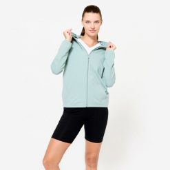 Bluza na zamek damska Domyos Gym & Pilates. Zielone bluzy DOMYOS, xs, bez wzorów, z bawełny, bez kaptura. Za 69.99 zł.