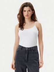 Gap Top 701570-01 Biały Slim Fit. Białe topy GAP, xxs, bez wzorów, z bawełny, bez kołnierzyka, bez ramiączek. Za 49.99 zł.