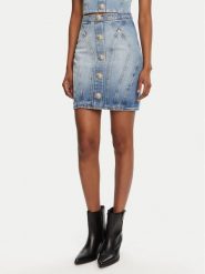 Balmain Spódnica jeansowa DF1LBA22DE53 Niebieski Slim Fit. Niebieskie spódnice Balmain, bez wzorów, z bawełny. Za 3,439.00 zł.