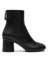 AGL Botki Curvy D245509PGSOFTY0000 Czarny. Czarne botki AGL, bez wzorów, ze skóry, bez obcasa, na słupku, bez zapięcia. Za 1,649.00 zł.