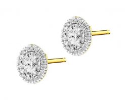Kolczyki z żółtego złota z diamentami - 0,30 ct - próba 585. Żółte kolczyki Apart, z diamentem, złote. Za 5,690.00 zł.