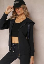 Czarna Rozsuwana Bluza z Kapturem Lecua. Czarne bluzy Renee, xl, bez wzorów, z kapturem. Za 74.99 zł.