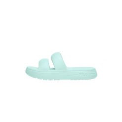 Klapki damskie Fila Superbubble. Niebieskie klapki Fila, bez wzorów, bez obcasa. W wyprzedaży za 78.00 zł.