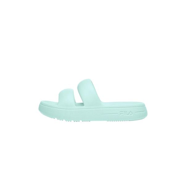 Klapki sportowe damskie Fila SUPERBUBBLE SLIDE WMN. Zielone klapki Fila, bez wzorów, z materiału, bez obcasa. Za 78.00 zł.