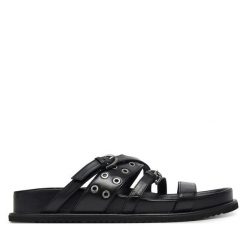 Klapki Tamaris. Czarne klapki Tamaris, bez wzorów, bez obcasa. Za 339.99 zł.