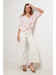 Lin Passion Lniana koszula w kolorze jasnoróżowym rozmiar: 38/40. Różowe koszule Lin Passion, bez wzorów, z koronki, klasyczne, bez kołnierzyka, bez ramiączek. Za 143.99 zł.