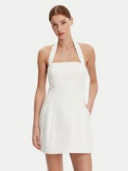 BARDOT Sukienka koktajlowa 59857DB1 Biały Slim Fit. Białe sukienki Bardot, bez wzorów, z syntetyku, wizytowe, bez kołnierzyka, bez ramiączek. Za 379.99 zł.