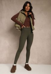 Ciemnozielone Legginsy Casual Regualr Waist Ralinsa. Zielone legginsy Renee, l, bez wzorów, z jeansu. Za 49.99 zł.