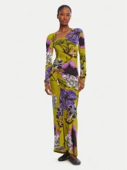 Desigual Sukienka codzienna Neckline Lacroix 25WWVK37 Zielony Slim Fit. Zielone sukienki Desigual, na co dzień, s, bez wzorów, z wiskozy, bez kołnierzyka, bez ramiączek, proste. Za 699.99 zł.