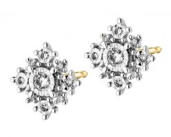 Kolczyki z żółtego i białego złota z diamentami - 0,16 ct - próba 585. Białe kolczyki Apart, z diamentem, złote. Za 2,490.00 zł.