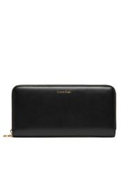 Calvin Klein Duży Portfel Damski Ck Large Zip Around LV04F1093G Czarny. Czarne portfele Calvin Klein, bez wzorów, ze skóry. Za 349.99 zł.