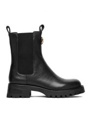 Eva Minge Sztyblety EO-LARA-220-701 Czarny. Czarne botki Eva Minge, bez wzorów, ze skóry, bez obcasa, na płaskiej podeszwie, bez zapięcia. Za 499.99 zł.