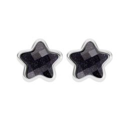 Kolczyki Mini Icons gwiazdki z czarnym brokatowym kryształem, posrebrzane. Czarne kolczyki Lilou, posrebrzane. Za 189.00 zł.