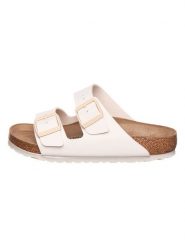 Birkenstock Klapki "Arizona" w kolorze kremowym rozmiar: 40. Brązowe klapki Birkenstock, bez wzorów, z otwartym noskiem, bez obcasa. Za 370.69 zł.