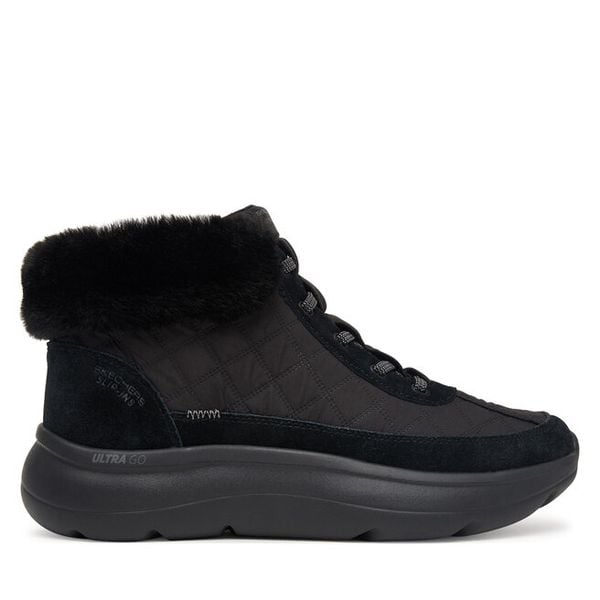 Trzewiki Skechers. Czarne botki Skechers, bez wzorów, bez obcasa, na płaskiej podeszwie, bez zapięcia. Za 359.99 zł.