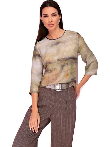 Heine Bluzka w kolorze beżowym rozmiar: 38. Brązowe bluzki Heine, bez wzorów, z wiskozy, bez kołnierzyka, bez ramiączek. Za 78.28 zł.