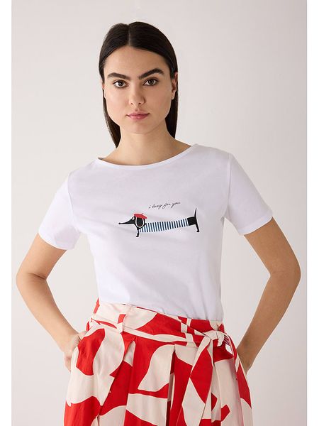 More & More Koszulka w kolorze białym rozmiar: 36. Białe bluzki More & More, bez wzorów, bez kołnierzyka, bez ramiączek. Za 109.95 zł.