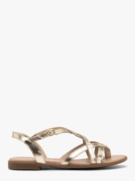 Platynowe sandały damskie płaskie. Szare sandały Ryłko, bez wzorów, ze skóry, z okrągłym noskiem, bez obcasa, na płaskiej podeszwie, bez zapięcia. W wyprzedaży za 199.99 zł.