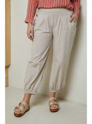 Curvy Lady Spodnie w kolorze beżowym rozmiar: 48/50. Brązowe spodnie materiałowe Curvy Lady, bez wzorów, z materiału, z standardowym stanem. Za 74.46 zł.