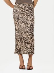 Noisy May Spódnica midi Avery 27034322 Brązowy Slim Fit. Brązowe spódnice Noisy may, xl, bez wzorów, z bawełny, midi. Za 109.99 zł.