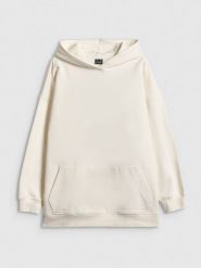 4F Bluza dresowa loose z kapturem damska - beżowa S. Brązowe bluzy 4f, s, bez wzorów, z dresówki, z kapturem. Za 189.99 zł.