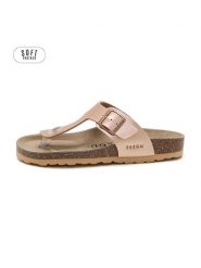 Teegu Japonki w kolorze różowozłotym rozmiar: 37. Różowe klapki teegu, bez wzorów, z otwartym noskiem, bez obcasa. Za 121.99 zł.