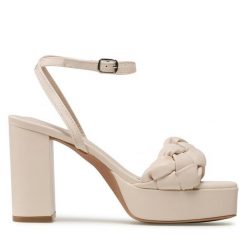 Sandały DeeZee. Brązowe sandały DeeZee, bez wzorów, bez obcasa, na słupku, bez zapięcia. Za 179.99 zł.