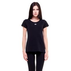 Podstawowy damski t-shirt z krótkim rękawem i okrągłym dekoltem. Białe t-shirty LEONE 1947 APPAREL, l, bez wzorów, z tkaniny, bez kołnierzyka, bez ramiączek. W wyprzedaży za 77.40 zł.