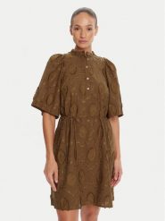 Bruuns Bazaar Sukienka koszulowa Canterbury Imilia BBW4504 Brązowy Straight Fit. Brązowe sukienki Bruuns Bazaar, bez wzorów, z bawełny, bez kołnierzyka, bez ramiączek, koszulowe. Za 849.99 zł.
