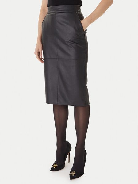 Elisabetta Franchi Spódnica z imitacji skóry GO-145-57E2 Czarny Regular Fit. Czarne spódnice Elisabetta Franchi, bez wzorów, ze skóry. Za 1,689.00 zł.