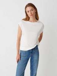 OPUS Koszulka w kolorze białym rozmiar: 42. Białe bluzki Opus, bez wzorów, z wiskozy, bez kołnierzyka, bez ramiączek. Za 100.99 zł.