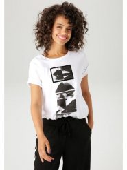 Aniston Koszulka w kolorze białym rozmiar: 36. Białe bluzki Aniston, bez wzorów, z bawełny, bez kołnierzyka, bez ramiączek. Za 39.99 zł.