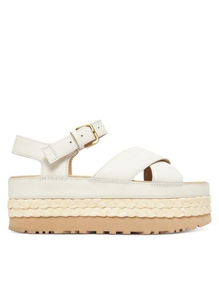 Ugg Sandały W Aubrey Ankle Strap 1169650 Écru. Sandały UGG, bez wzorów, ze skóry, bez obcasa, na koturnie, bez zapięcia. Za 689.99 zł.