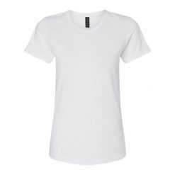 Damska Koszulka Softstyle O Średniej Grubości. Białe bluzki GILDAN, xl, bez wzorów, sportowe, bez kołnierzyka, bez ramiączek. Za 29.99 zł.