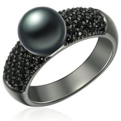 Valero Pearls Pierścionek z perłą srebro wysokiej próby Cyrkonia Perła hodowlana słodkowodna czarny Pierścionki 1 ct Damski. Czarne pierścionki Valero Pearls, z cyrkonią, srebrne. Za 359.99 zł.