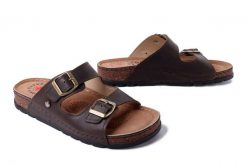 SOLO 171 brąz pull up, klapki damskie. Brązowe klapki Solo, bez wzorów, ze skóry, bez obcasa. Za 234.90 zł.