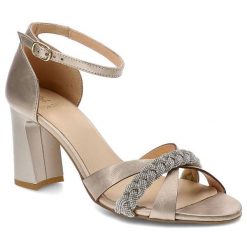 Złote Sandały Kordel Eleganckie Buty Na Obcasie. Żółte sandały Kordel, bez wzorów, ze skóry, eleganckie, bez obcasa, na obcasie, bez zapięcia. Za 309.00 zł.