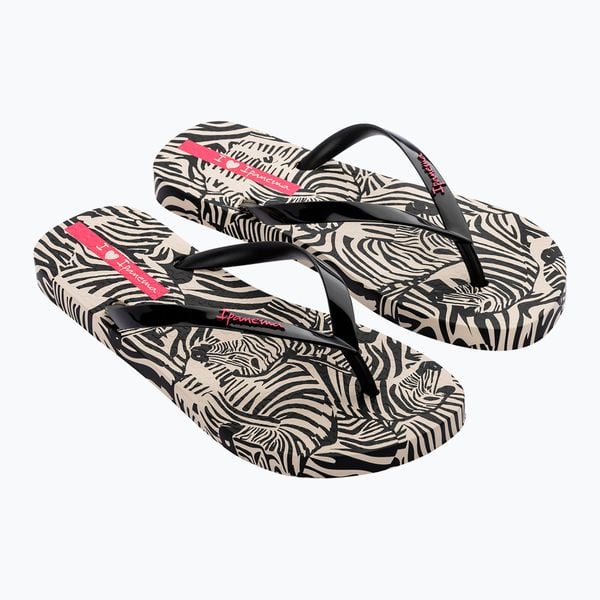 Japonki damskie Ipanema Animal Print VI. Czarne klapki Ipanema, bez wzorów, bez obcasa. Za 69.99 zł.