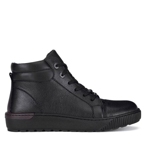 Trzewiki Go Soft. Czarne botki GO SOFT, bez wzorów, bez obcasa, na płaskiej podeszwie, bez zapięcia. Za 249.99 zł.