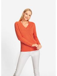 Heine Sweter w kolorze pomarańczowym rozmiar: 40. Pomarańczowe swetry Heine, bez wzorów, z bawełny, bez ramiączek. Za 78.99 zł.