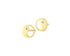 Kolczyki z żółtego złota z diamentami - yin yang - 0,008 ct - próba 375. Żółte kolczyki Apart, z diamentem, złote. Za 869.00 zł.
