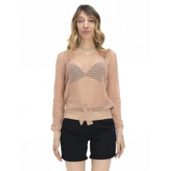 Damska siateczkowa bluza w odcieniach ziemi. Brązowe bluzy LEONE 1947 APPAREL, l, bez wzorów, z tkaniny, bez kaptura. W wyprzedaży za 154.80 zł.