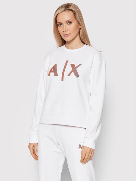 Armani Exchange Bluza 3LYM79 YJ9UZ 1100 Biały Regular Fit. Białe bluzy Armani Exchange, xs, bez wzorów, z bawełny, bez kaptura. Za 539.99 zł.