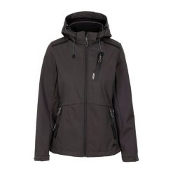 Kurtka Soft Shell Damska Neman TP75. Szare kurtki sportowe Trespass, s, bez wzorów, z softshellu, bez kaptura, trekkingowe. Za 275.99 zł.