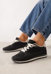 Czarne Sneakersy Casualowe z Imitacji Zamszu z Podeszwą z Bieżnikiem Alevtina. Czarne obuwie sportowe Born2be, z dzianiny, bez zapięcia. Za 119.99 zł.
