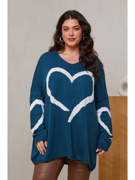 Curvy Lady Sweter w kolorze niebieskim rozmiar: 40/42. Niebieskie swetry Curvy Lady, bez wzorów, ze splotem, bez ramiączek. Za 125.85 zł.