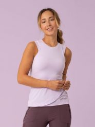 LaMunt Top funkcyjny "Maria" w kolorze fioletowym rozmiar: 42. Różowe topy LaMunt, bez wzorów, z materiału, bez kołnierzyka, bez ramiączek. Za 137.42 zł.