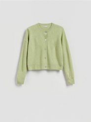 Wełniany kardigan - jasnozielony. Zielone kardigany Reserved, l, bez wzorów, z dzianiny. Za 179.99 zł.